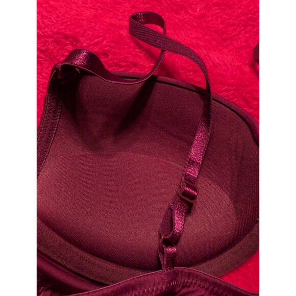 Maidenform Self Expressions Push Up Bra 36B Purple Lace Underwire Padded Demi - Picture 8 of 9